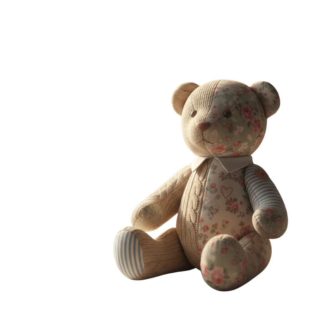 A fabric memory bear